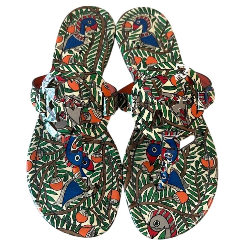 Tory Burch Miller Something Wild Patent Sandals 7.5 Rare Print